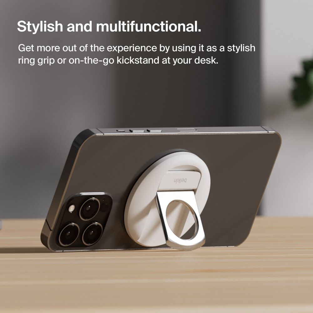 Magnetic phone grip and kickstand